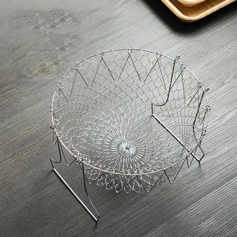 Stainless Steel Multifunctional Folding Frying Chef Basket