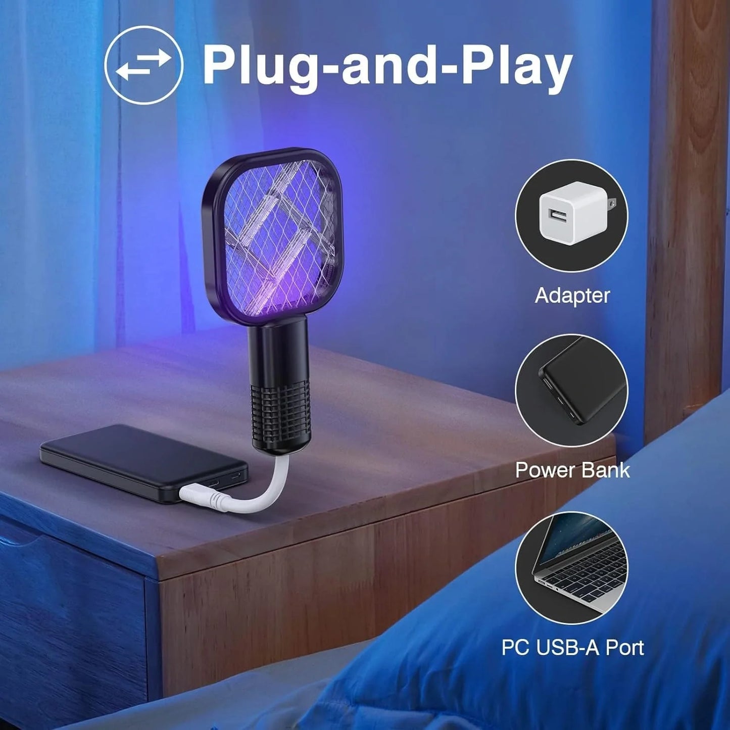USB Portable Mini Mosquito Racket With UV Light