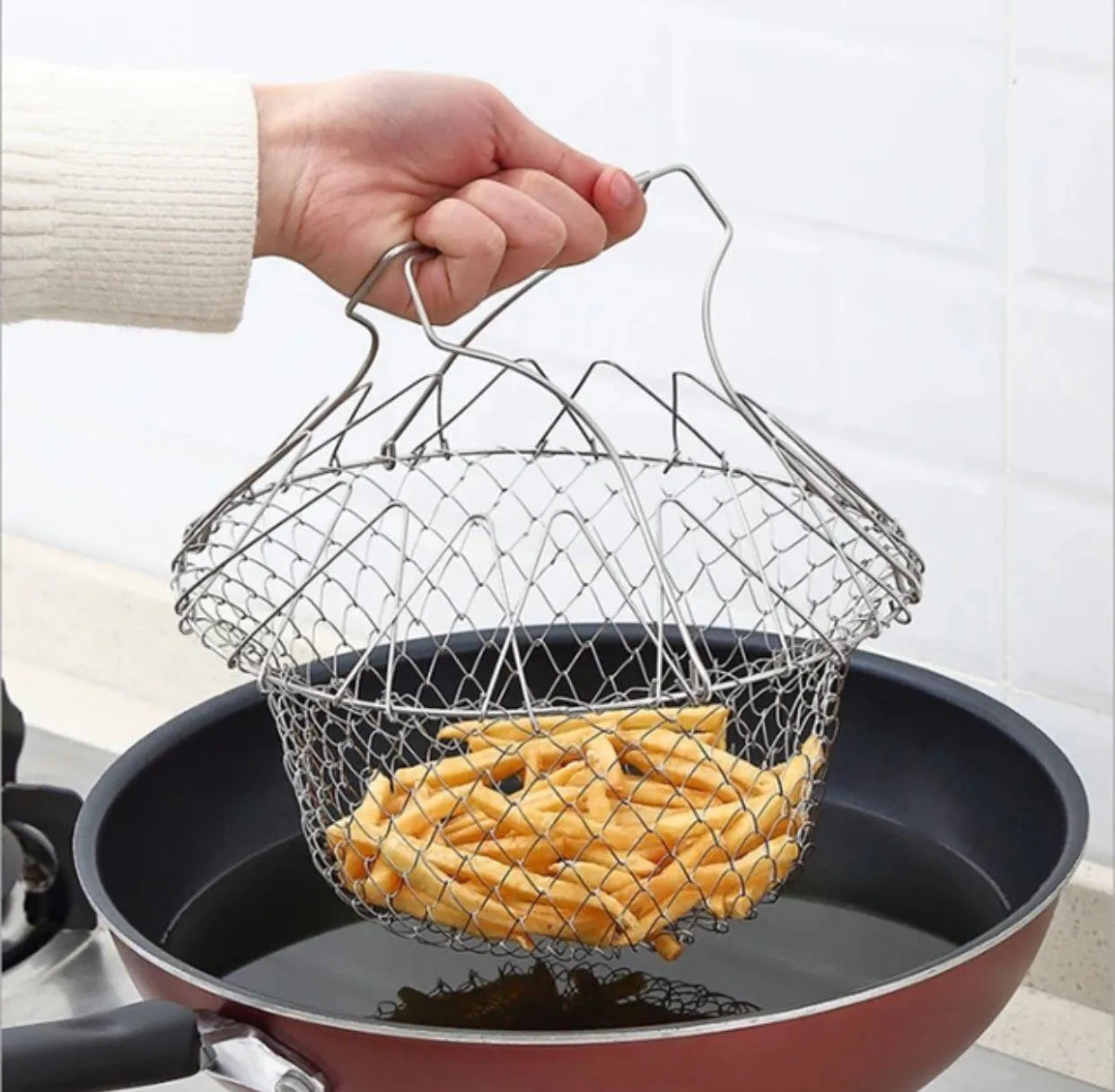 Stainless Steel Multifunctional Folding Frying Chef Basket